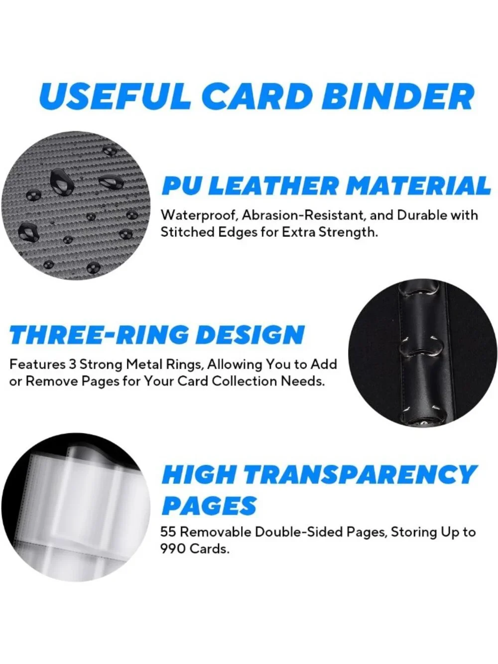 Portable 9-Pocket Trading Card Binder - Holds 1080 Cards, Ideal for Collectors
